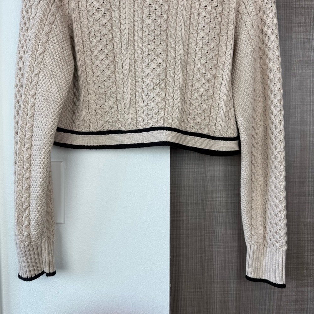 J. Crew Tan Cropped Cable Knit Sweater Lady Jacket Cardigan - Picture 10 of 13
